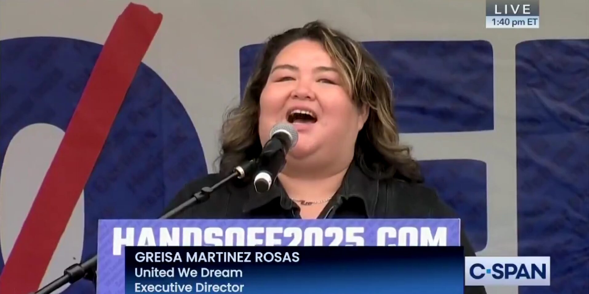 Obese Illegal Alien Gloats Openly at Far-Left Rally.