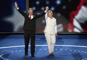 Sen. Tim Kaine (D-Va.) and former Secretary of State Hillary Clinton (photo credit: Disney | ABC Television Group via Flickr, CC BY-ND 2.0)