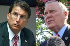 From left: North Carolina Gov. Pat McCrory and Georgia Gov. Nathan Deal (photos via Flickr: Hal Goodtree/Public Information Office)