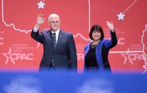 Indiana Gov. Mike Pence with his wife Karen Pence (photo credit: Gage Skidmore)