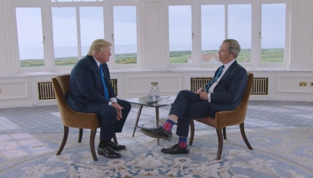 Trump tells Farage: UK’s Conservative Party has gone “far left”.