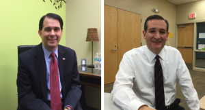 Wisconsin Gov. Scott Walker (left) and Sen. Ted Cruz (R-TX) (photo credit: Shane Vander Hart)